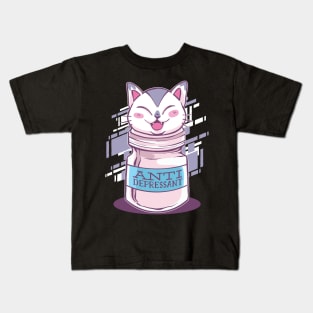 Joyful Kitty Antidepressant Design Kids T-Shirt